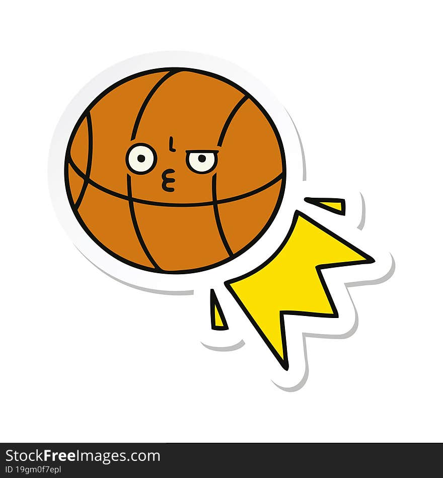 sticker of a cute cartoon basketball