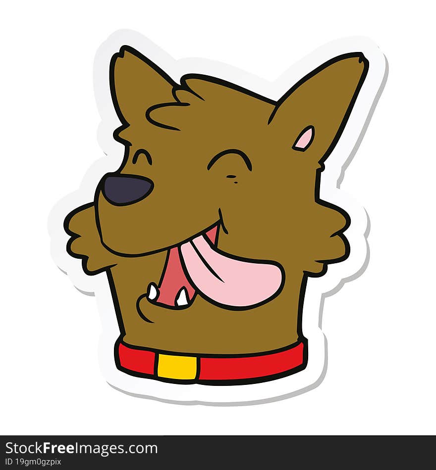 Sticker Of A Cartoon Happy Dog Face