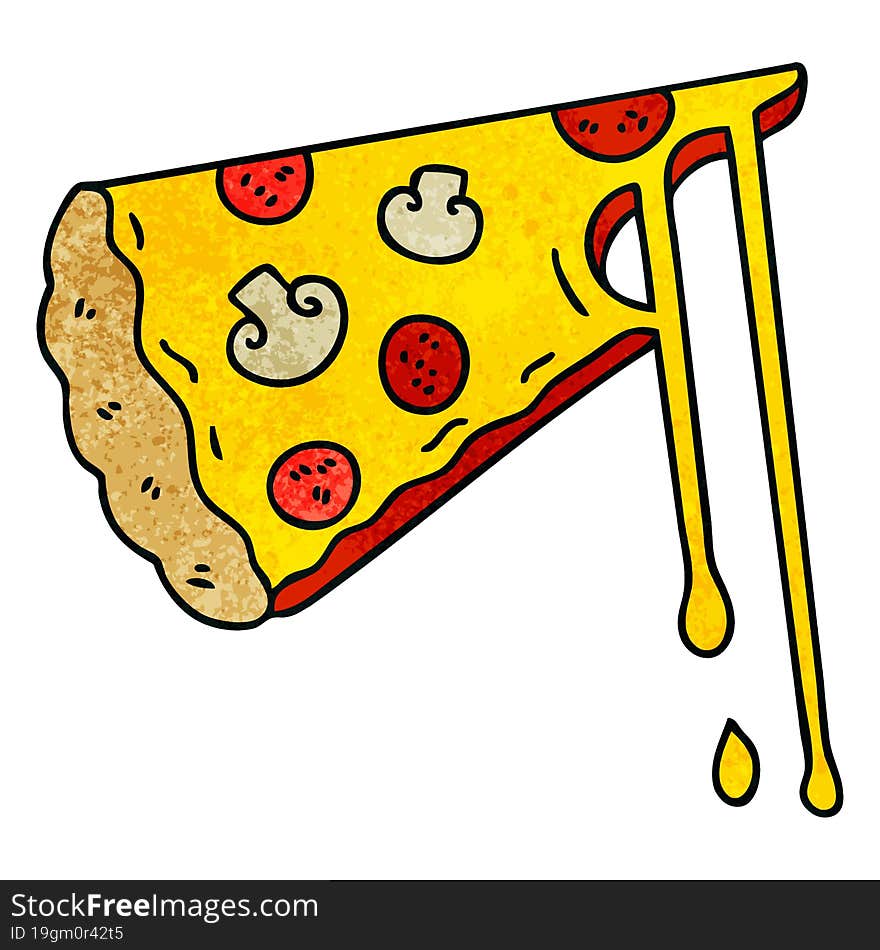 hand drawn quirky cartoon cheesy pizza. hand drawn quirky cartoon cheesy pizza