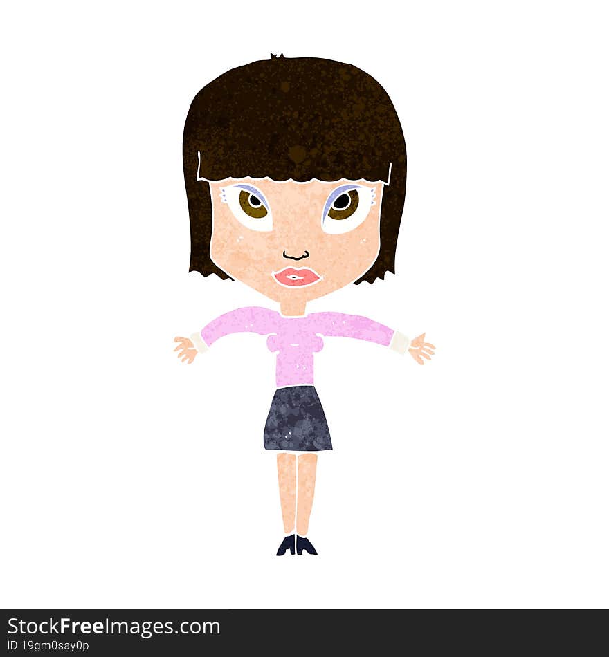 cartoon woman shrugging