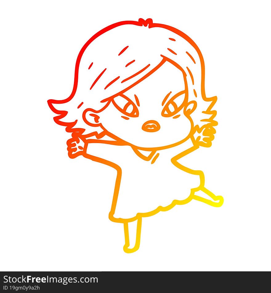 warm gradient line drawing cartoon stressed woman