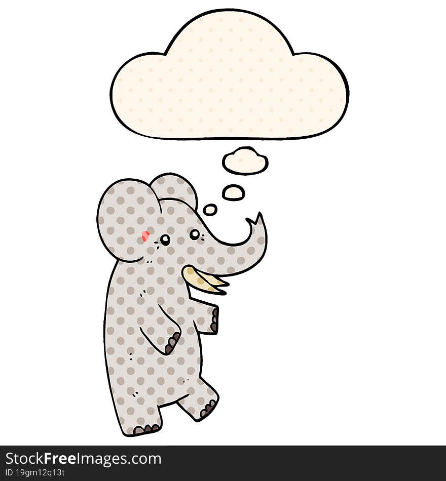 cartoon elephant and thought bubble in comic book style