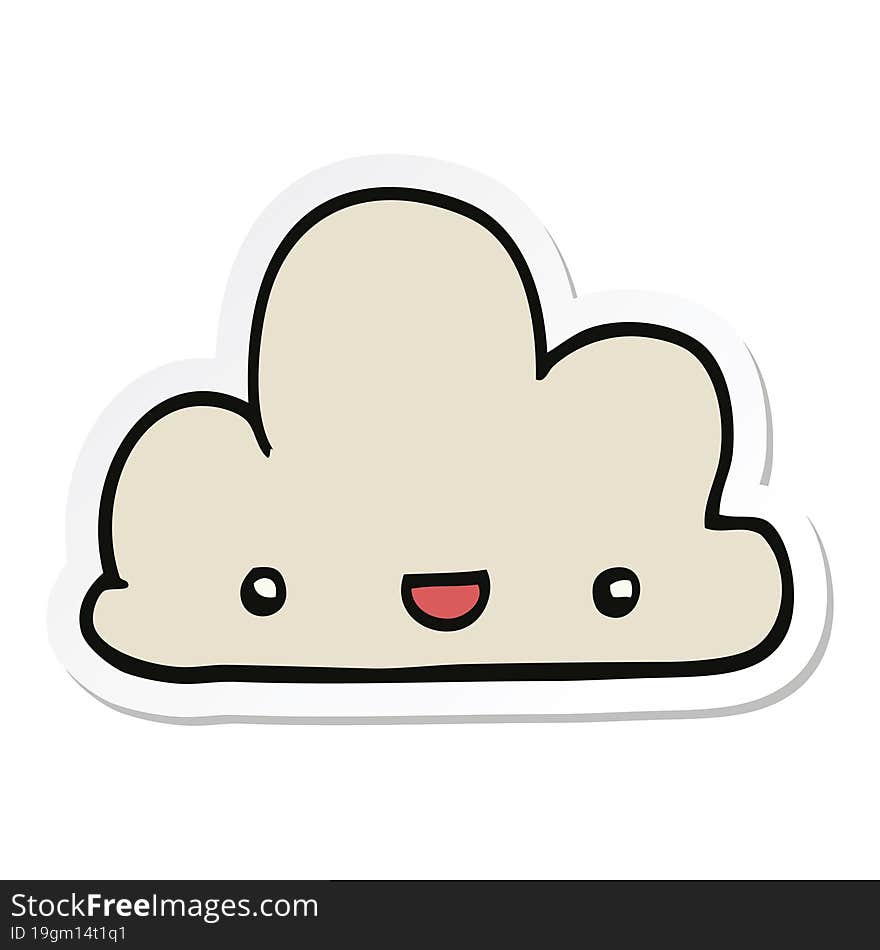 Sticker Of A Cartoon Tiny Happy Cloud