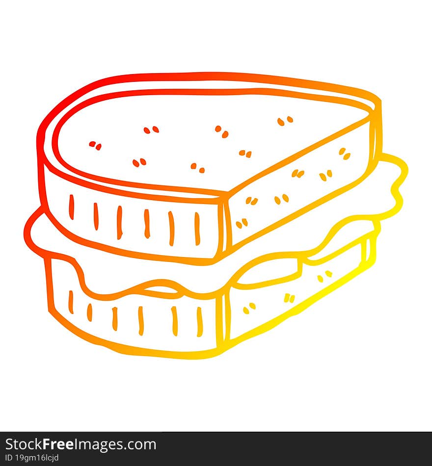 warm gradient line drawing cartoon toasted sandwich