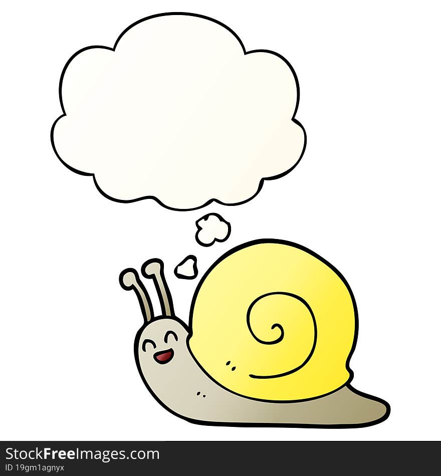 Cartoon Snail And Thought Bubble In Smooth Gradient Style