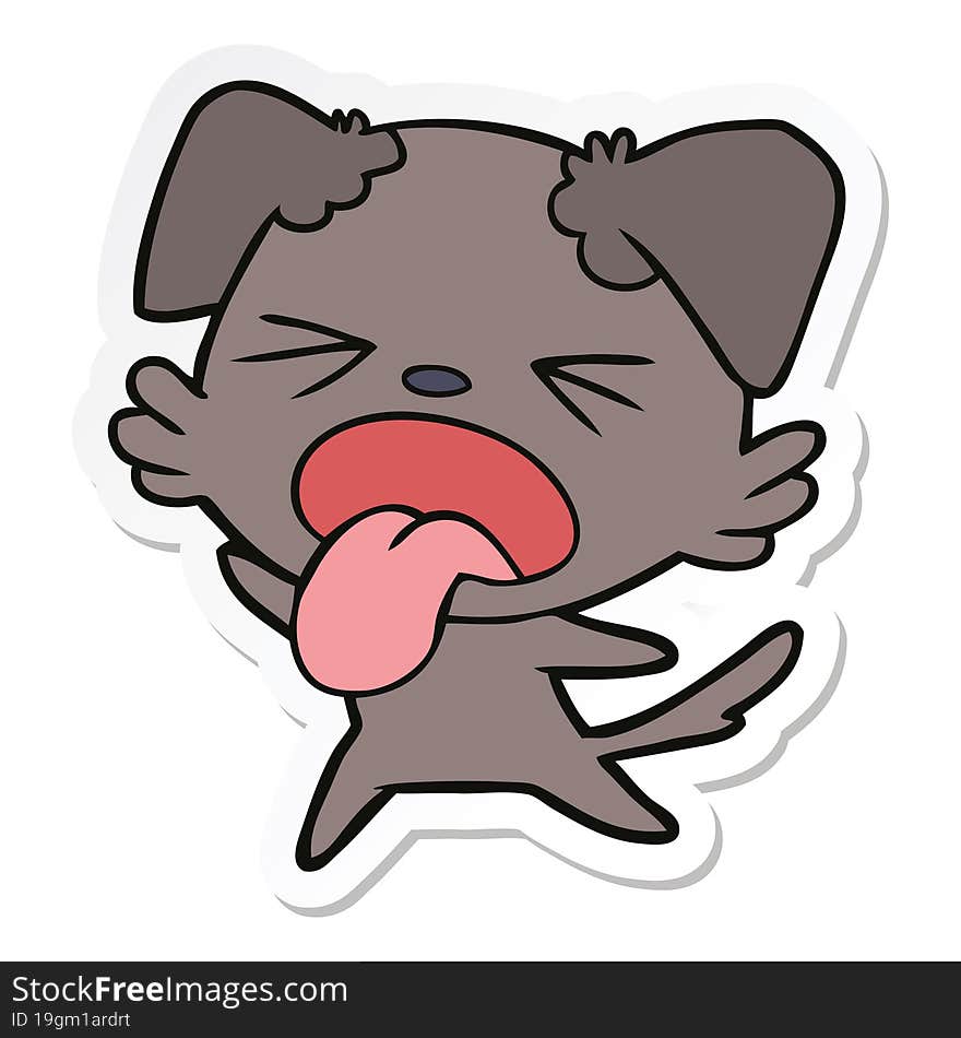 sticker of a cartoon disgusted dog