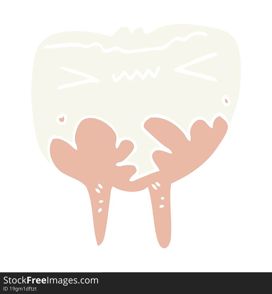 Flat Color Style Cartoon Bad Tooth