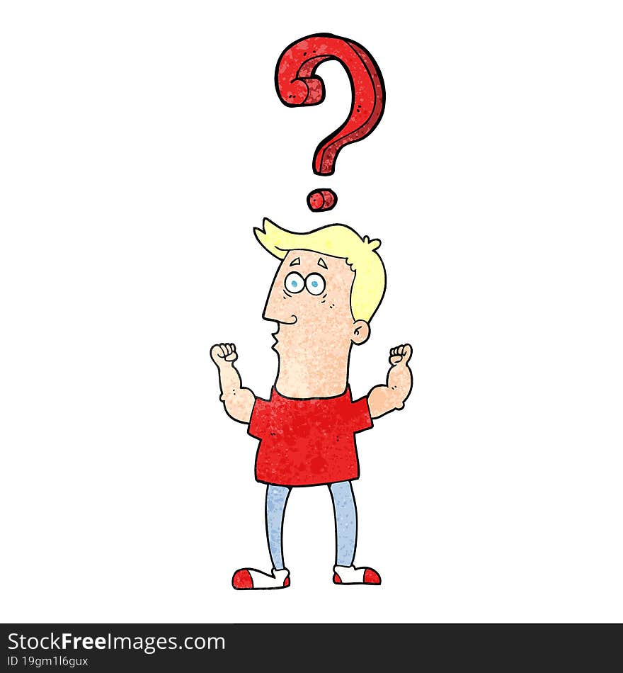 Textured Cartoon Man With Question