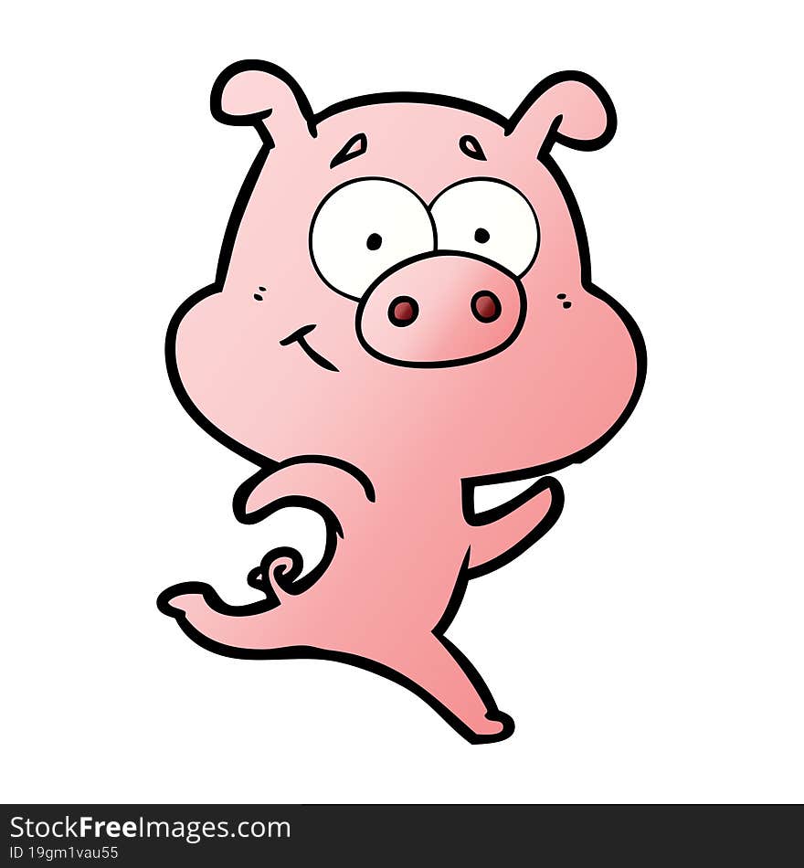 happy cartoon pig running. happy cartoon pig running