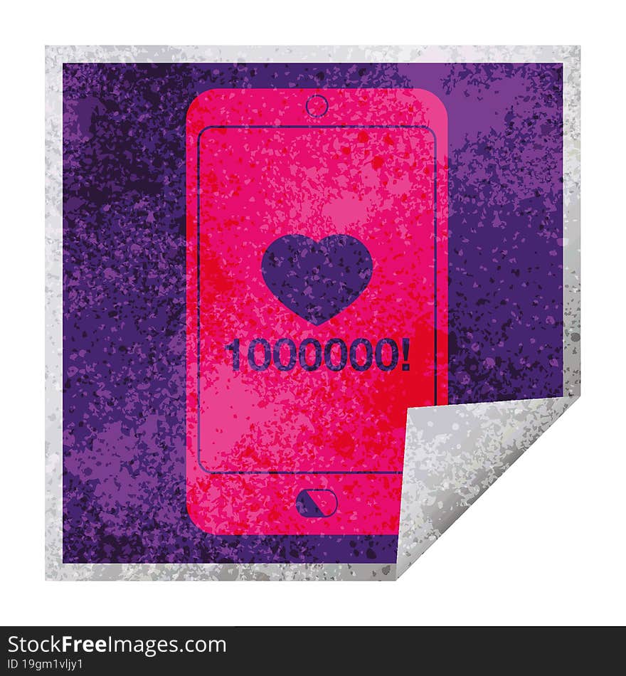 Mobile Phone Showing 1000000 Likes Square Peeling Sticker