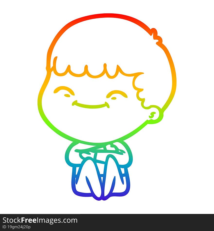 rainbow gradient line drawing cartoon smiling boy