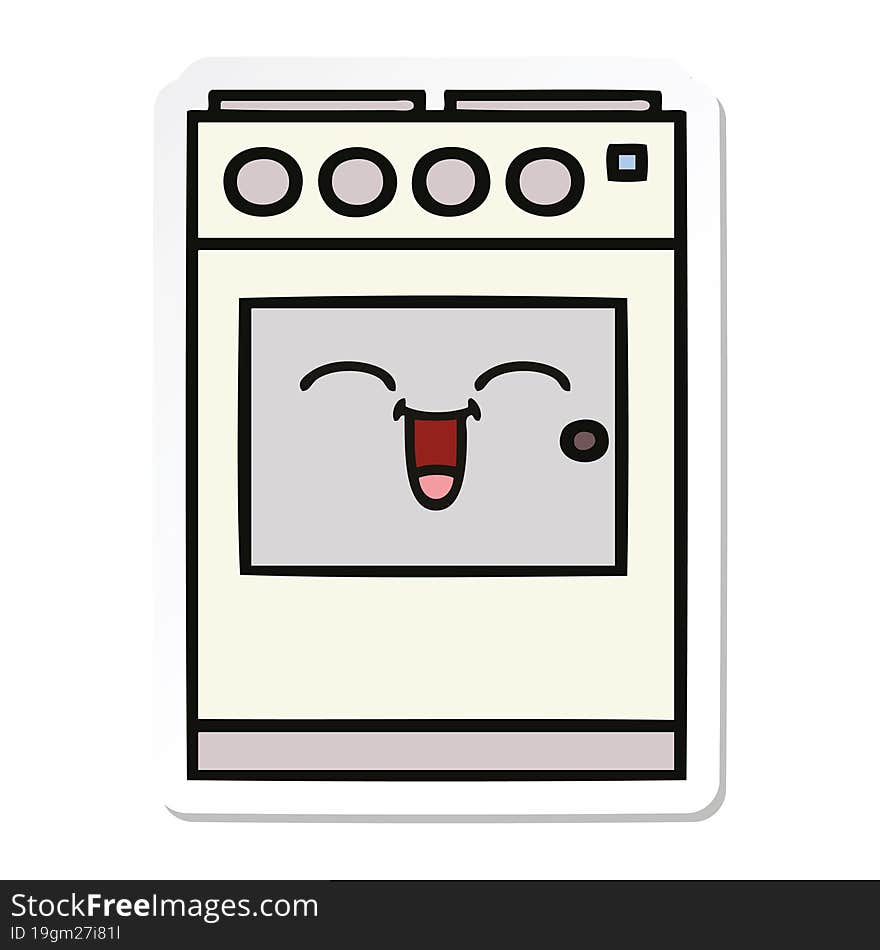 sticker of a cute cartoon kitchen oven