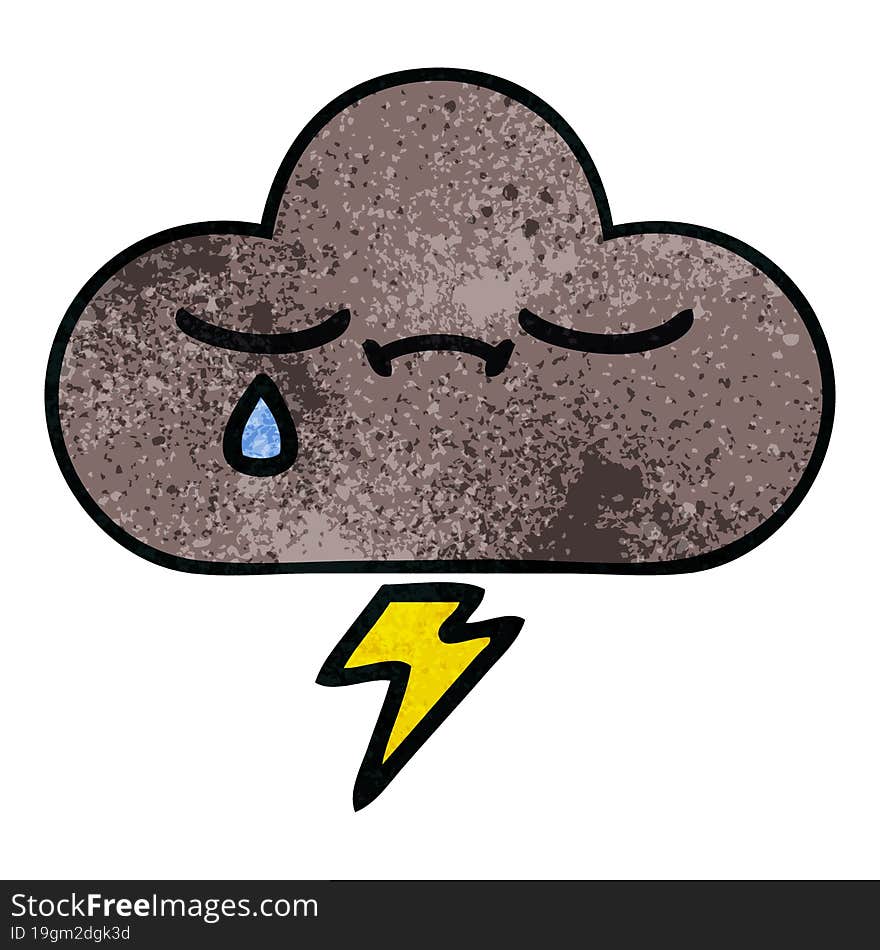 Retro Grunge Texture Cartoon Storm Cloud