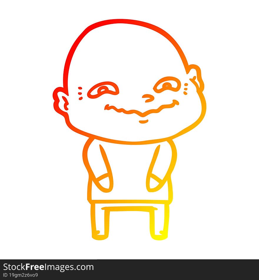 warm gradient line drawing cartoon creepy guy