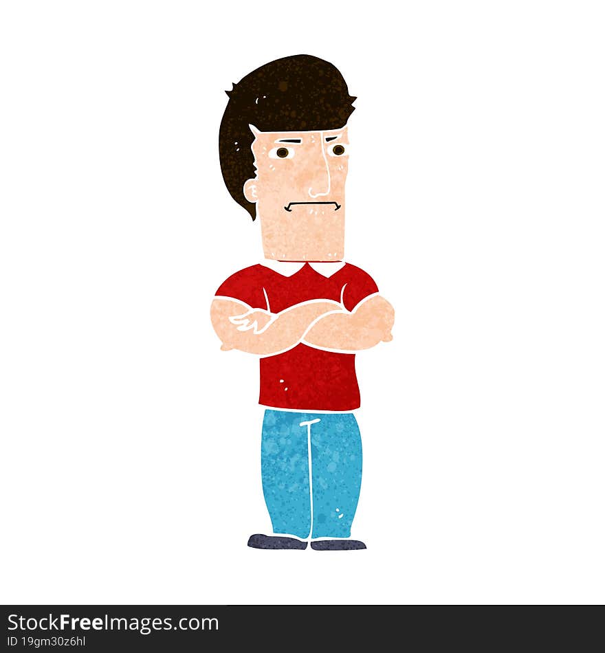 cartoon annoyed man with folded arms