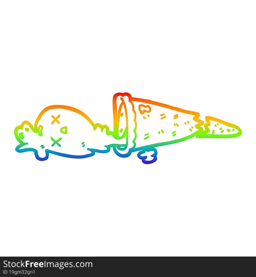 rainbow gradient line drawing dropped cartoon ice cream