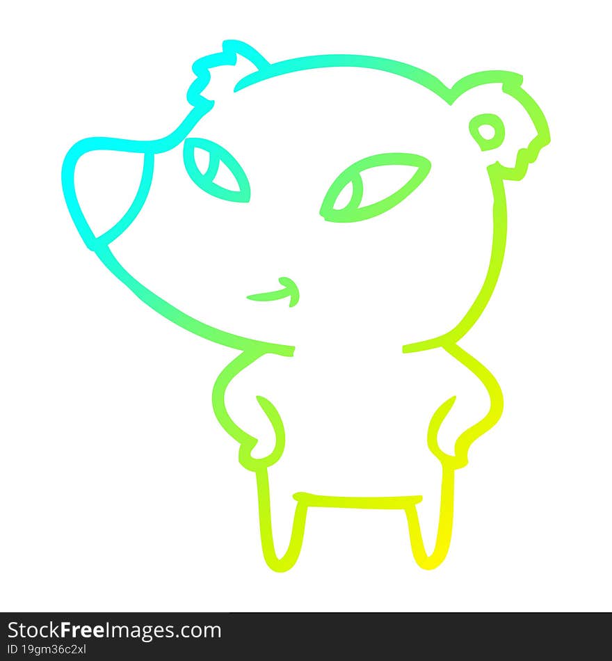 Cold Gradient Line Drawing Cute Cartoon Bear