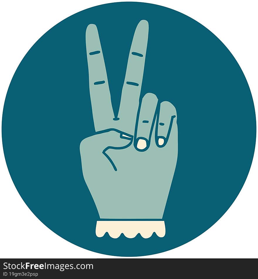 Peace Symbol Two Finger Hand Gesture Icon