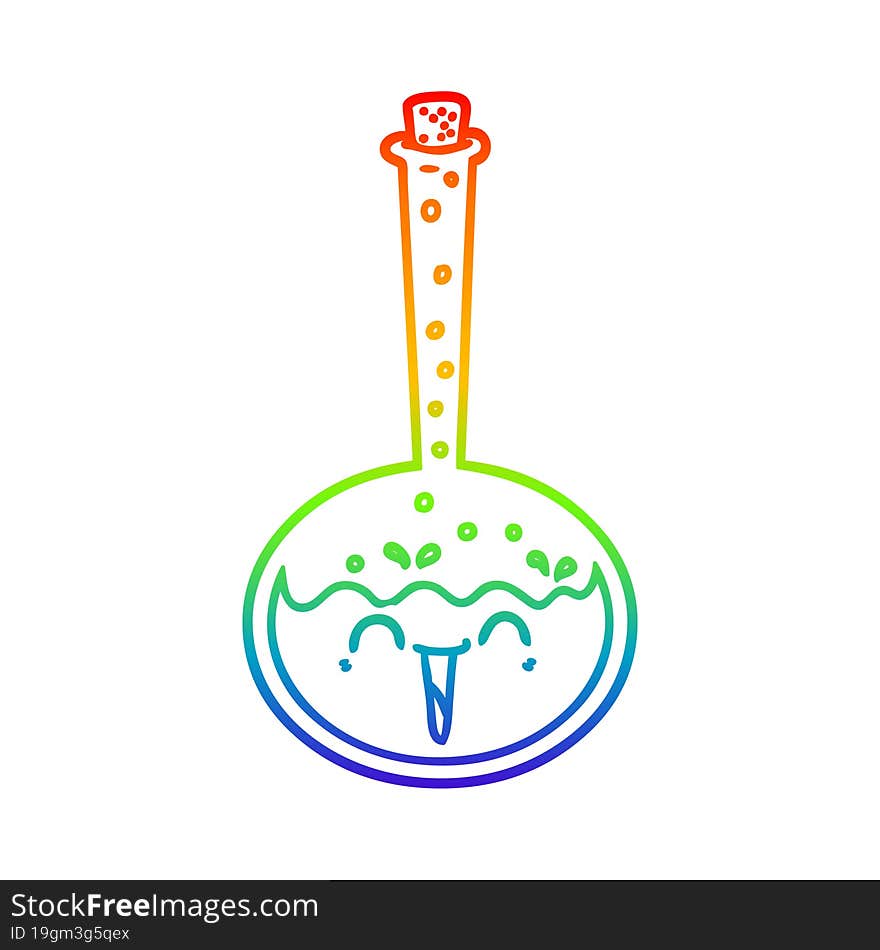 Rainbow Gradient Line Drawing Cartoon Chemical Potion