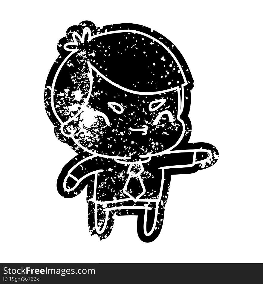 grunge distressed icon of a kawaii cute boy. grunge distressed icon of a kawaii cute boy