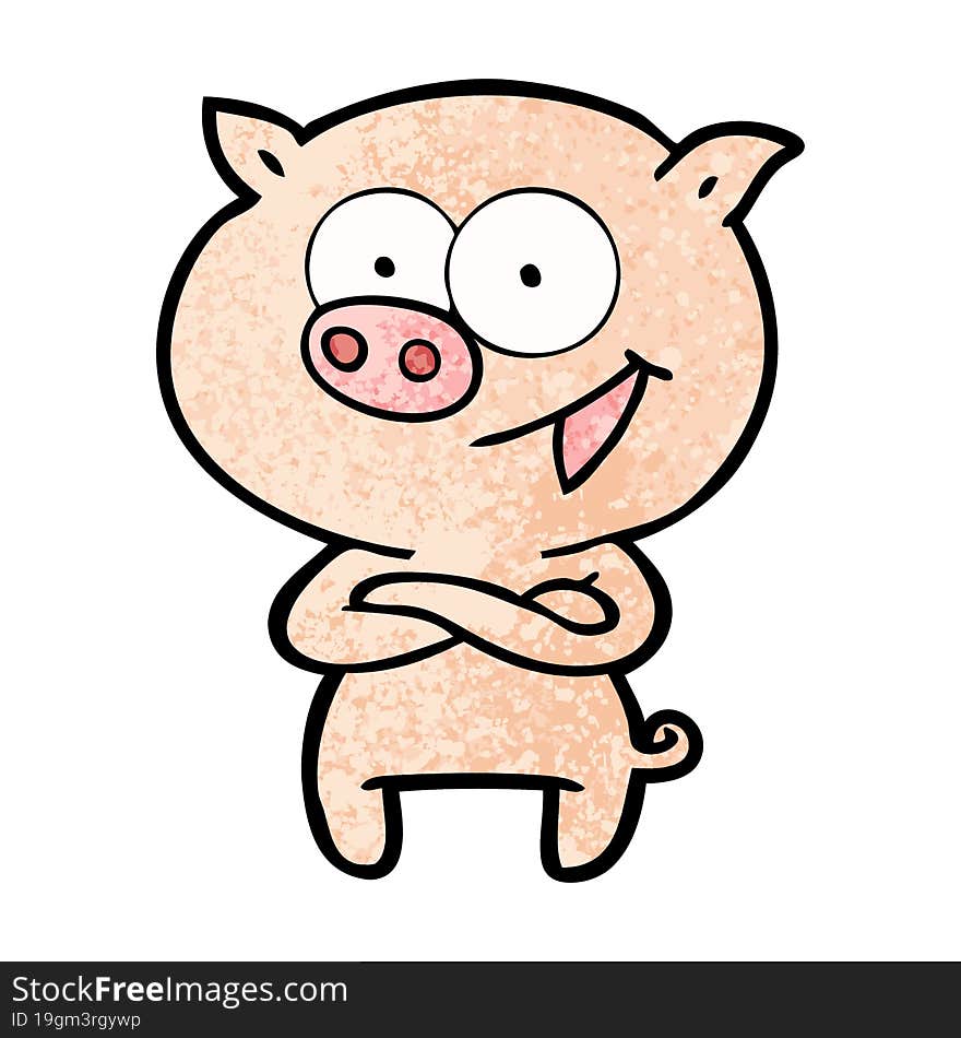 cheerful pig cartoon. cheerful pig cartoon