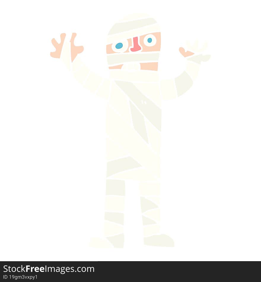 flat color illustration of bandaged mummy. flat color illustration of bandaged mummy