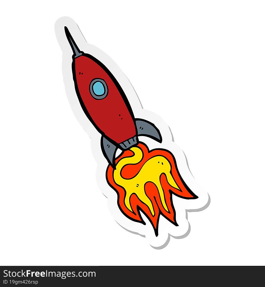 sticker of a cartoon spaceship