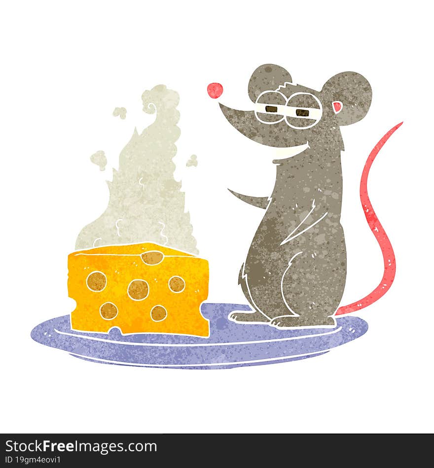 Retro Cartoon Mouse With Cheese