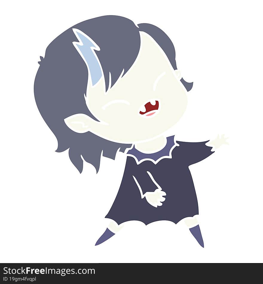 flat color style cartoon laughing vampire girl