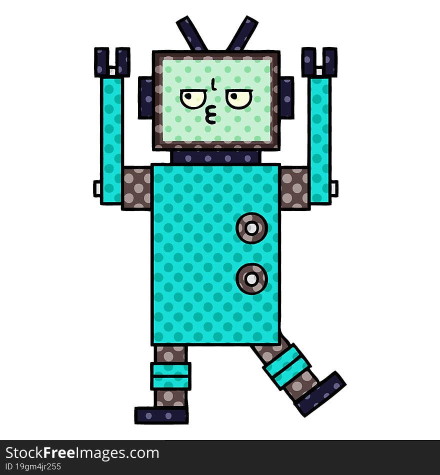 comic book style cartoon of a robot