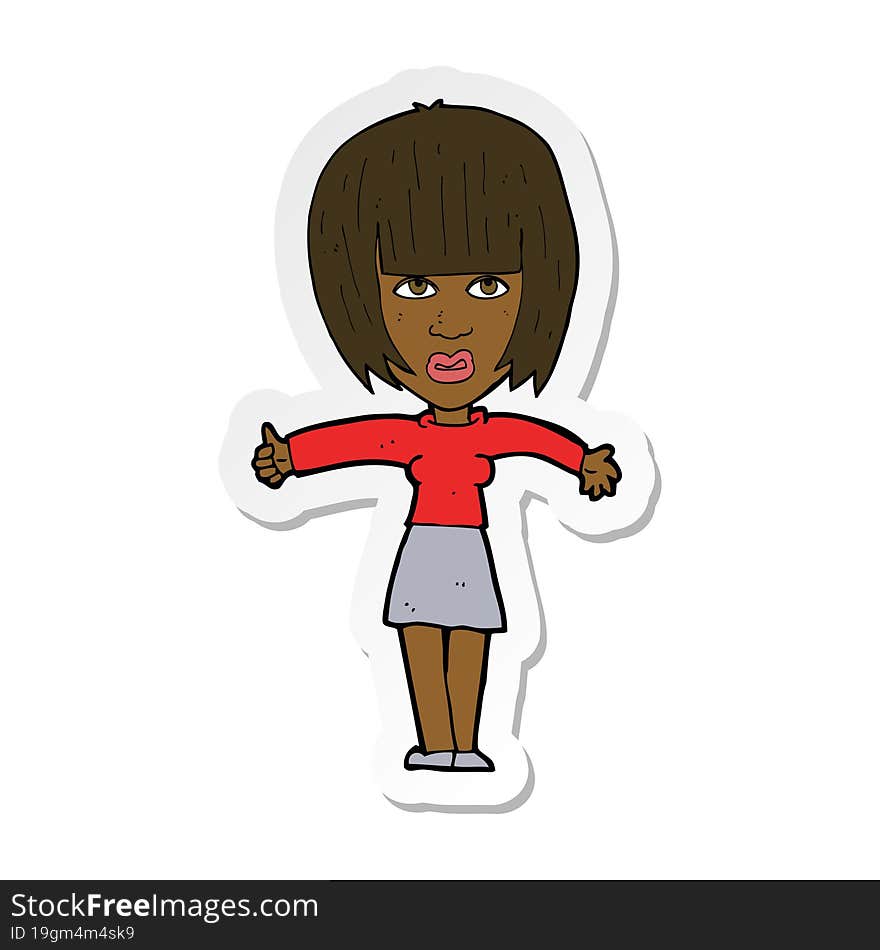 sticker of a cartoon annoyed woman