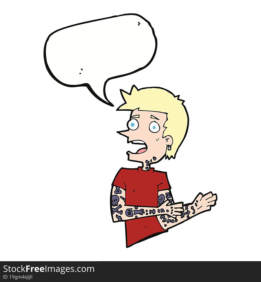 Cartoon Man With Tattoos With Speech Bubble