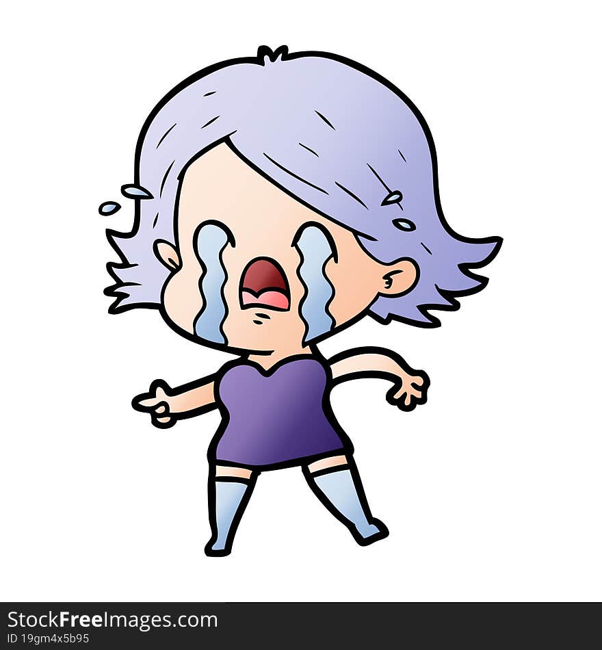 cartoon woman crying. cartoon woman crying