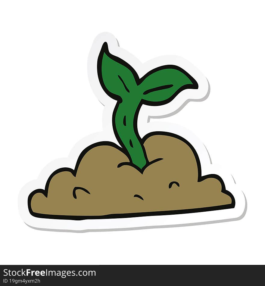 sticker of a cartoon growing seedling