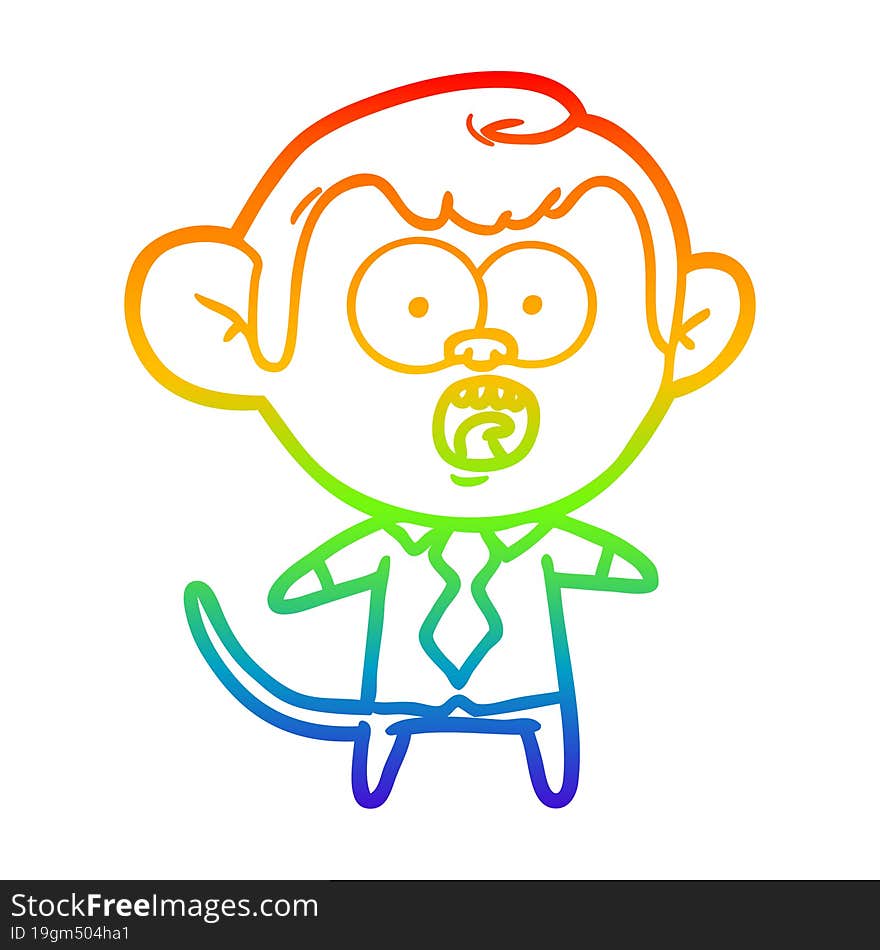 rainbow gradient line drawing cartoon monkey businessman