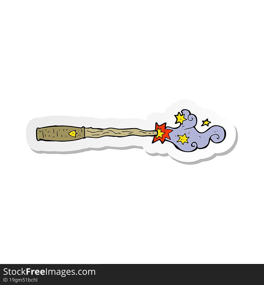 Sticker Of A Cartoon Magic Wand