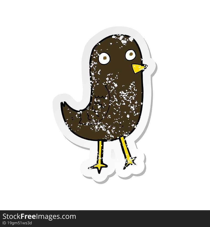 retro distressed sticker of a funny cartoon bird