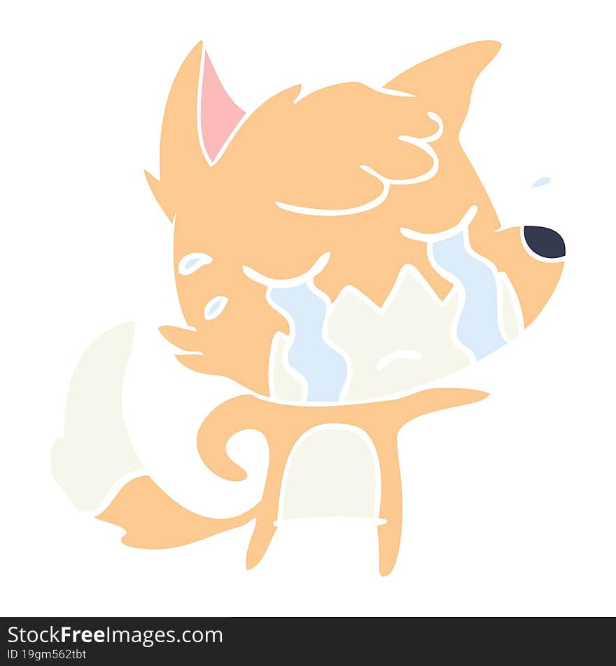 crying fox flat color style cartoon