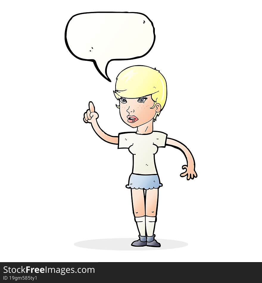 cartoon woman with idea with speech bubble