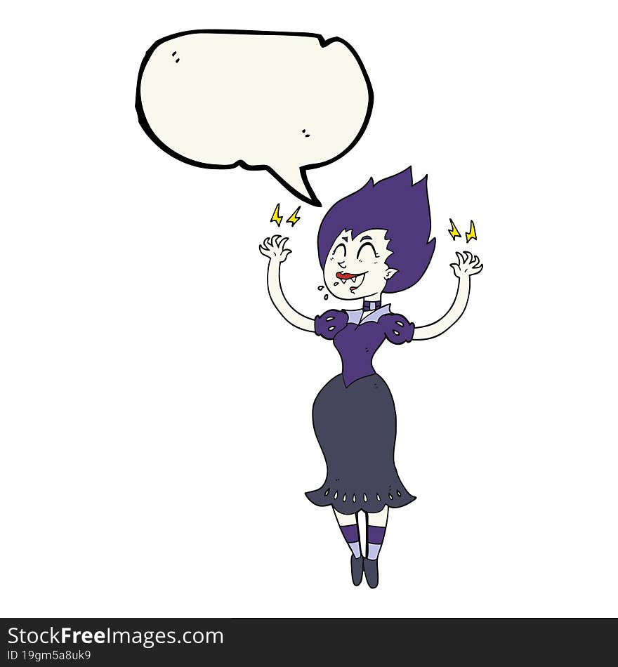 freehand drawn speech bubble cartoon vampire girl