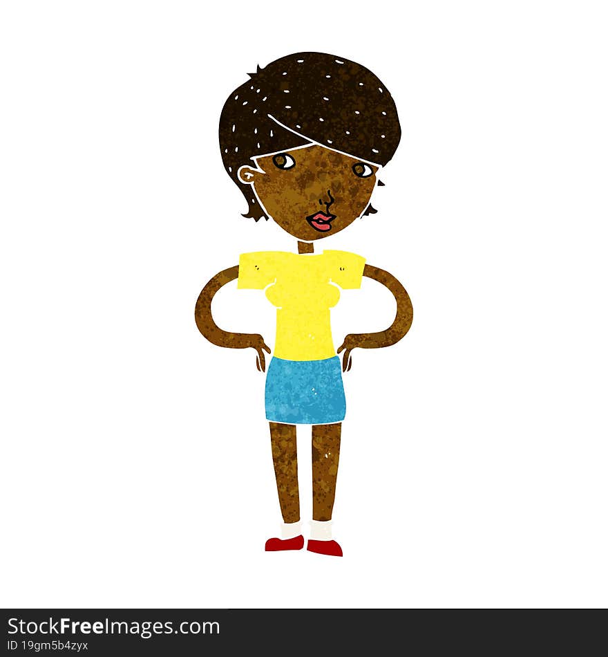 cartoon woman with hands on hips