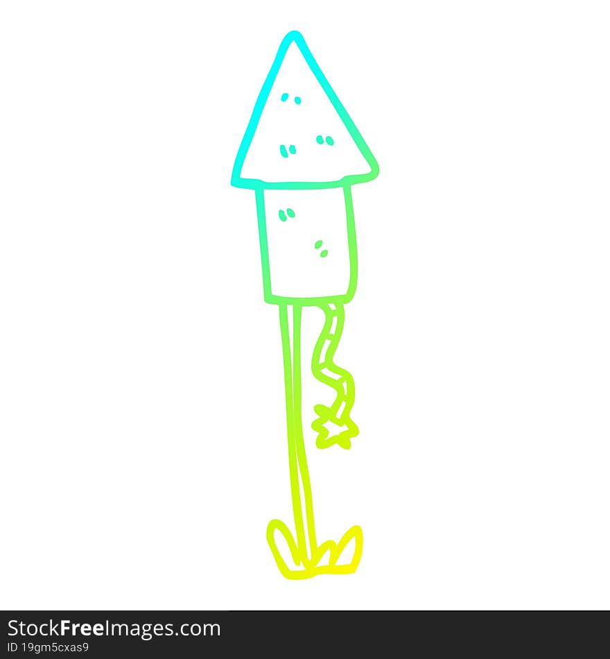 cold gradient line drawing cartoon rocket