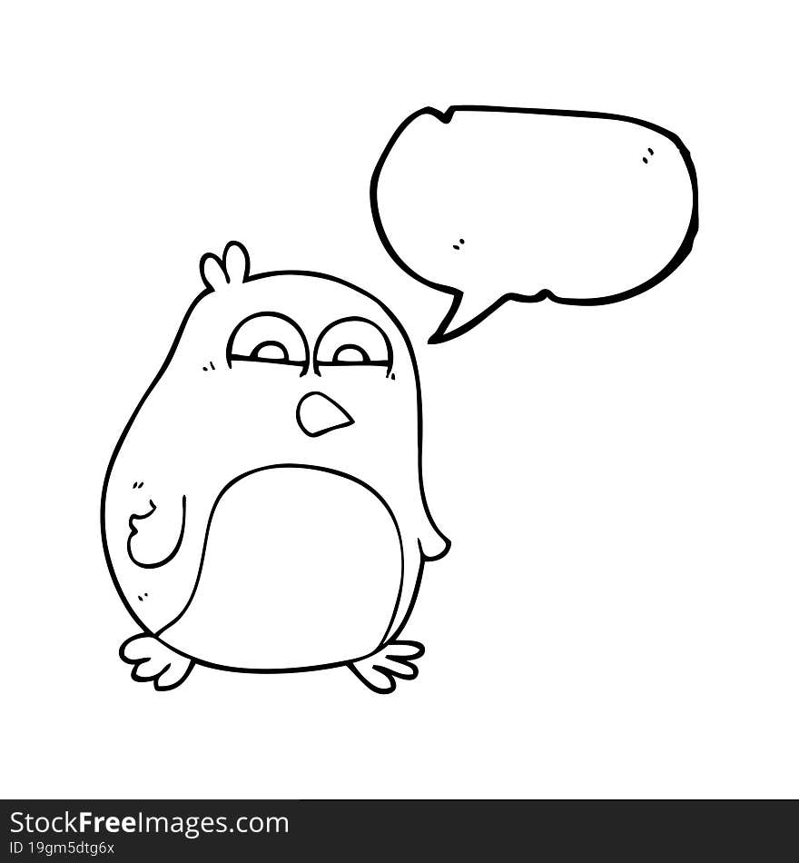 freehand drawn speech bubble cartoon penguin