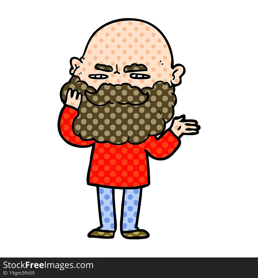 cartoon man with beard frowning. cartoon man with beard frowning