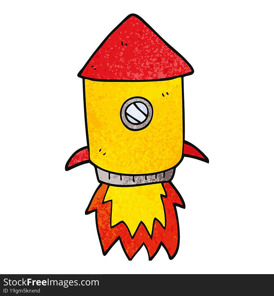 cartoon doodle space rocket