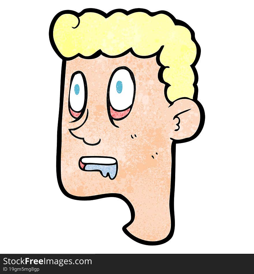 freehand textured cartoon staring man drooling