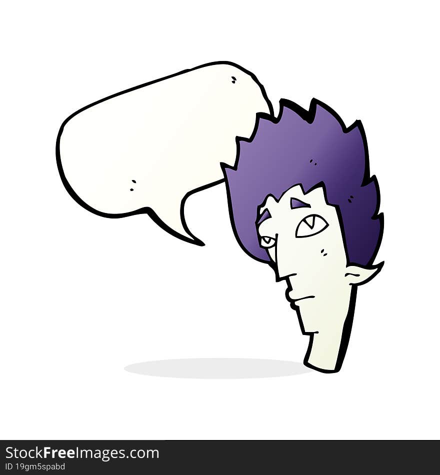 cartoon vampire head with speech bubble