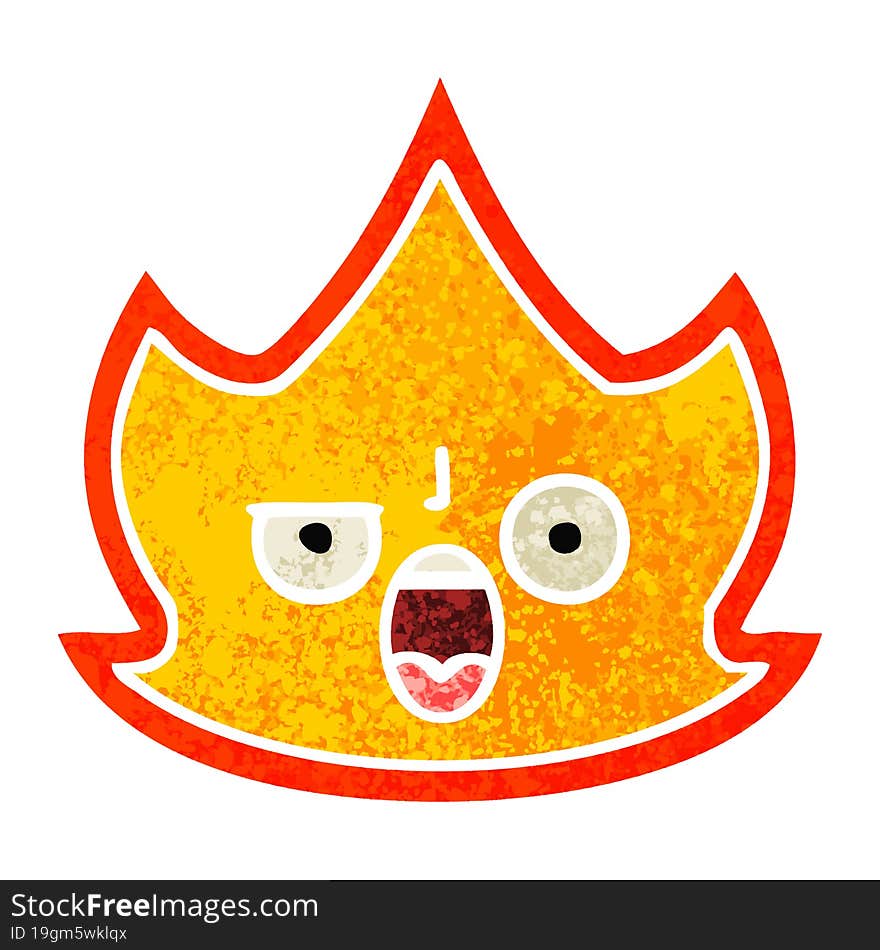 retro illustration style cartoon fire