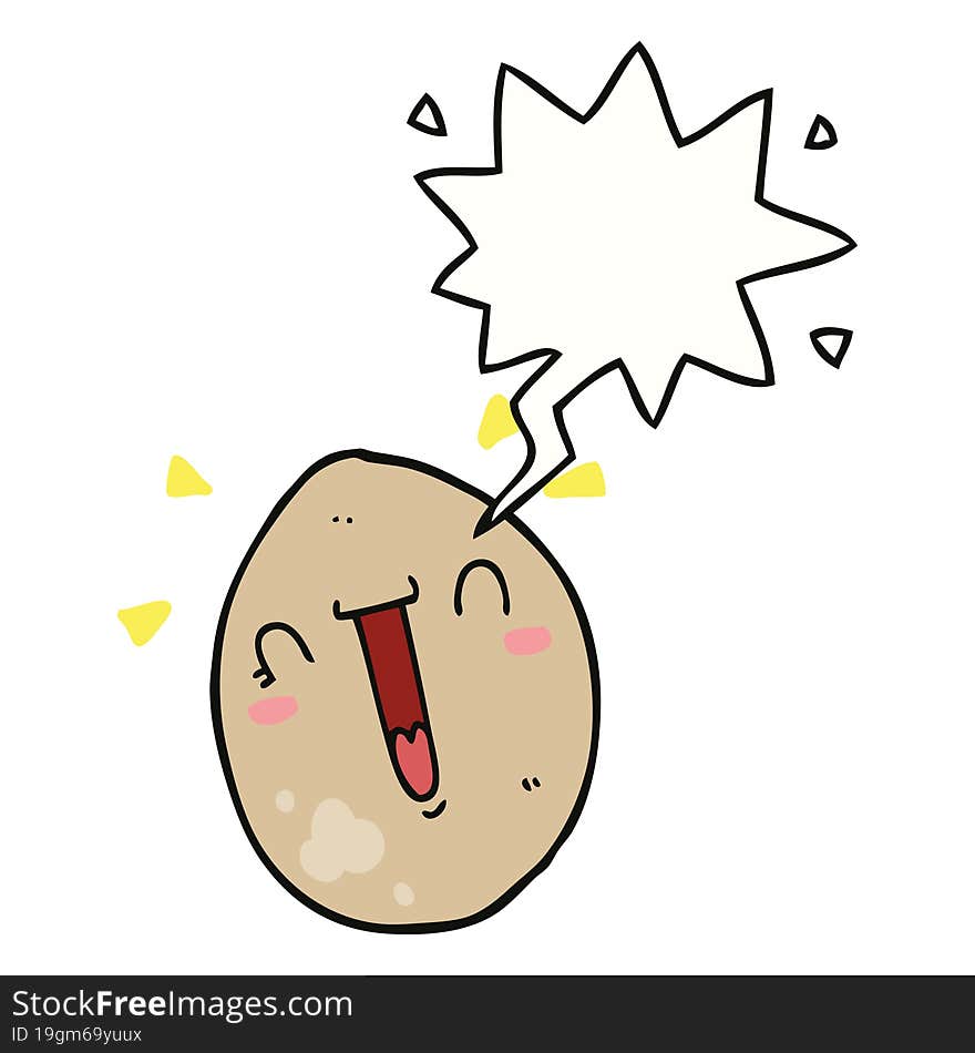 cartoon happy egg and speech bubble