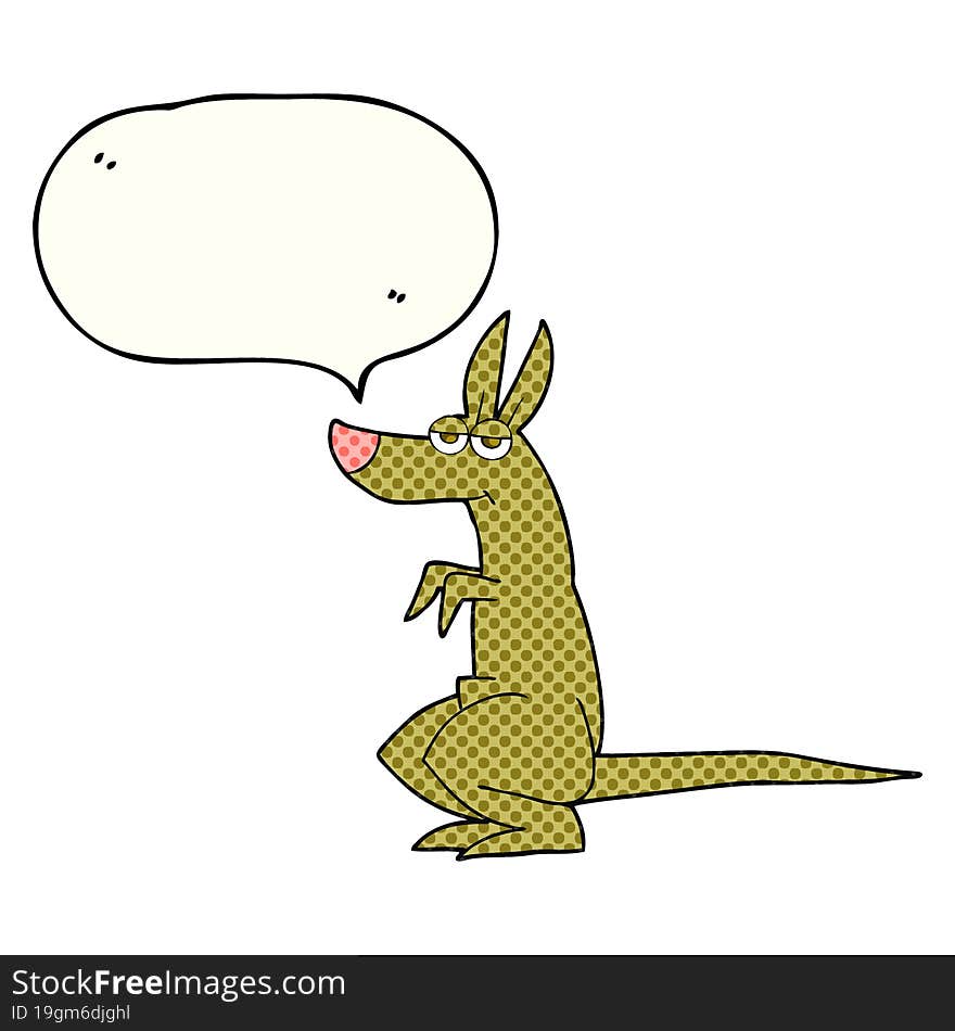 freehand drawn comic book speech bubble cartoon kangaroo